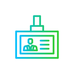 ID card diplomacy icon with blue and green gradient outline style. identity, business, identification, card, id, personal, name. Vector Illustration