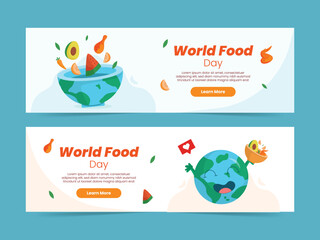 set icon happy world food day background blue.