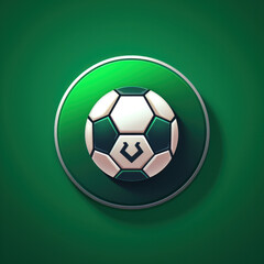 Obraz premium Soccer ball championship icon on green background. Football button in application, gambling, sports betting.