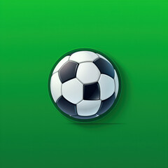 Soccer ball championship icon on green background. Football button in application, gambling, sports betting.