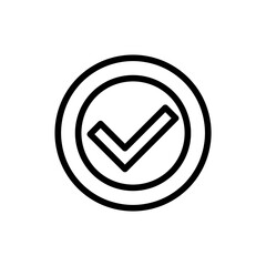 Verified inspection icon with black outline style. mark, sign, verified, badge, quality, symbol, approved. Vector Illustration