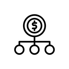 Budget inspection icon with black outline style. budget, finance, financial, business, investment, economy, money. Vector Illustration