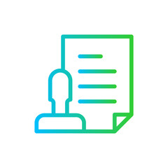 Validation inspection icon with blue and green gradient outline style. check, business, approval, quality, validation, sign, tick. Vector Illustration