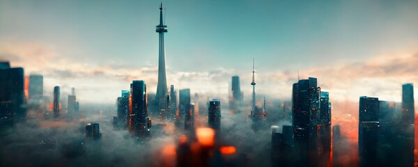 HD Toronto wallpaper from the future 4K octane rendering unreal engine 5  - obrazy, fototapety, plakaty