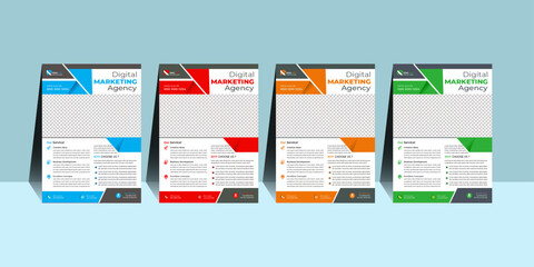 Corporate Business Leaflet Brochure Flyer Template Design Set. Corporate Flyer Template A4 Size

