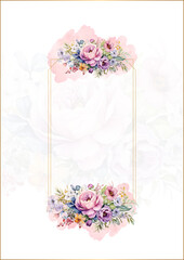 Pink modern wreath background invitation frame with flora and flower