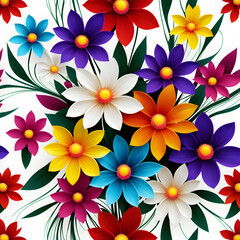 a bouquet of colorful flowers on a white background, floral flowers colorful. ai generative