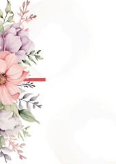 Pink and purple violet wreath background invitation template with flora and flower