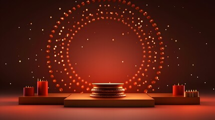 3D product podium stage scene diwali product display - obrazy, fototapety, plakaty