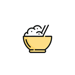 Rice bowl vector illustration isolated on white background. Rice bowl icon