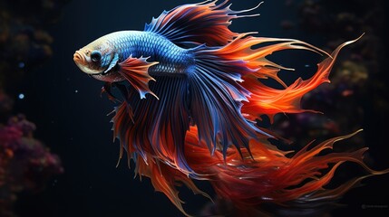 Fototapeta na wymiar Beautiful colored fighting fish