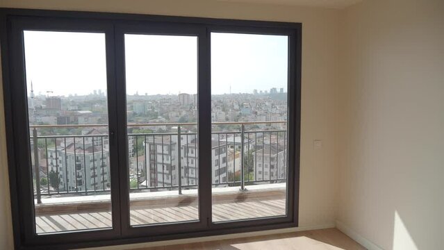 Modern building with tinted windows. Urban architecture