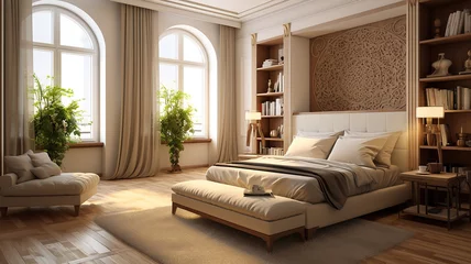 Fotobehang spanish style decoration interior design of modern bedroom © Yuwarin