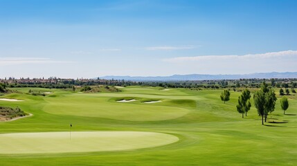 green golf course, clear weather views