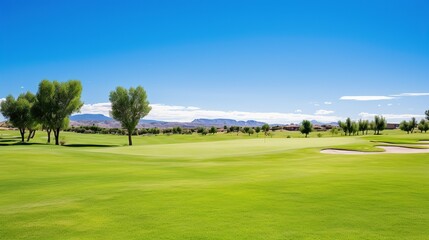 Fototapeta premium green golf course, clear weather views