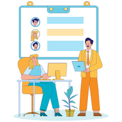 Job Recruitment Process Vector Illustration
