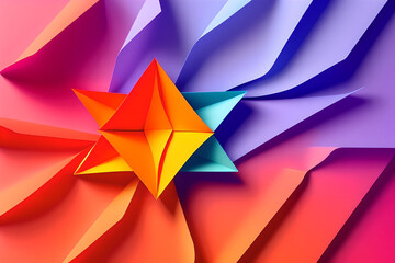 Colorful origami paper as abstract wallpaper background, Ai generated image