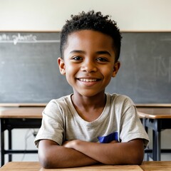 African American black child toddler student in a webcam school virtual classroom