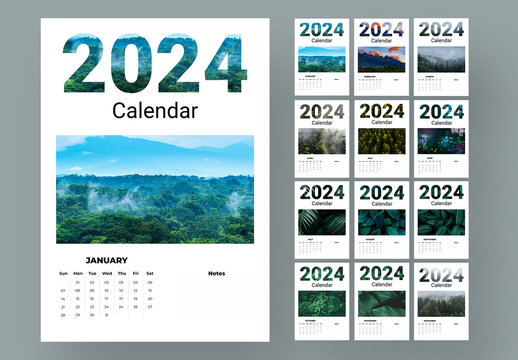 Nature 2024 Calendar Design Template