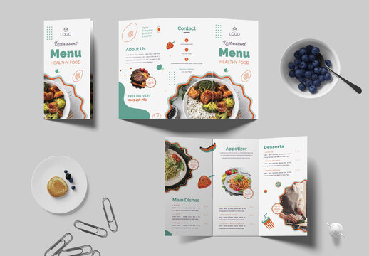 Restaurant Menu Trifold Brochure Design