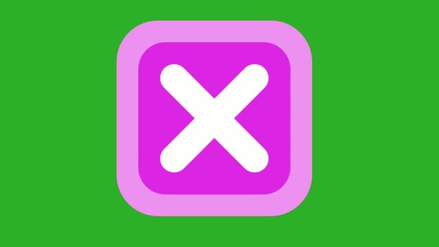 X or close sign on computer, with green screen background.