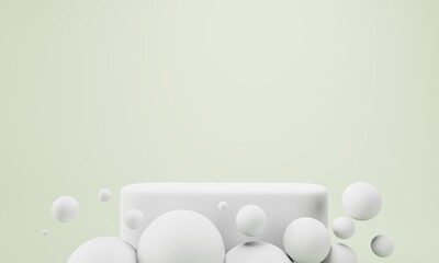 Christmas 3d style Product podium scene with flying falling white gift box with gold bow.3d illustration.	