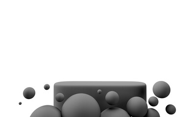 Christmas 3d style Product podium scene with flying falling white gift box with gold bow.3d illustration.	