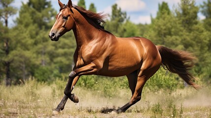 Fototapeta premium Horses running in the meadow
