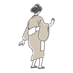 江戸時代の日常　着物の後ろ姿の女性