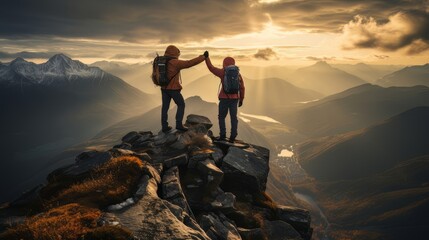 Fototapeta premium person on top of the mountain