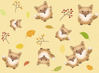 キツネのシームレス　C-4