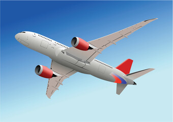 Airplane on the air. Vector 3d illustration