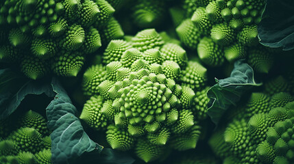 Green romanesco cauliflower close-up Generative Ai - obrazy, fototapety, plakaty