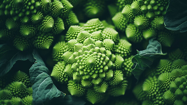 Green romanesco cauliflower close-up Generative Ai
