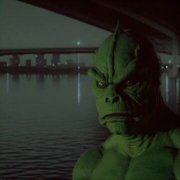 The Green Clawed Beast is a green clawed humanoid beast lurking in the Ohio River to attack unsuspecting women in the city of Evansville Indiana since August 14 1955 DVD screengrab 80s Ridley Scott 