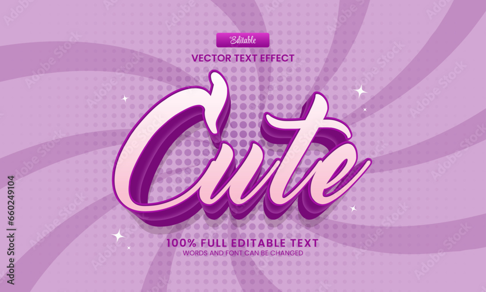 Poster design editable text effect, cute 3d cartoon vector illustration