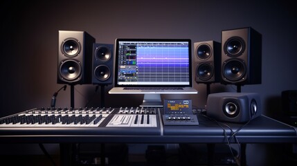 Modern Music Recording Studio .Control Desk