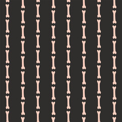 Hand drawn bones forming stripe pattern creating a halloween spooky scene forming a seamless vector pattern with black,cream. Great for homedecor,fabric,wallpaper,giftwrap, stationery,packaging