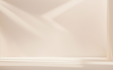 Background image for design or product presentation, with a play of light and shadow, in light, warm neutral tones