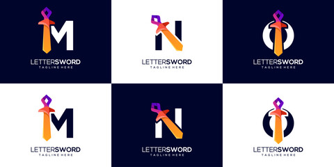 Fototapeta premium Alphabet combination with the sword logo bundle