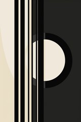 Simple three black and white mid century modern lines