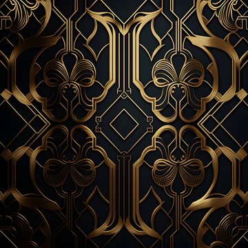 black and golden geometrical patter art dco wallpaper luxurious pattern 3950 height 2041 length unreal engine 
