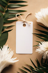 Minimalist empty wedding gift tag mockup or thank you tag template