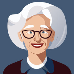 Elderly woman smiling cartoon version.