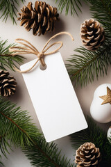 Fototapeta na wymiar Modern Gift Tag for Christmas Holiday Mockup on white background (1)