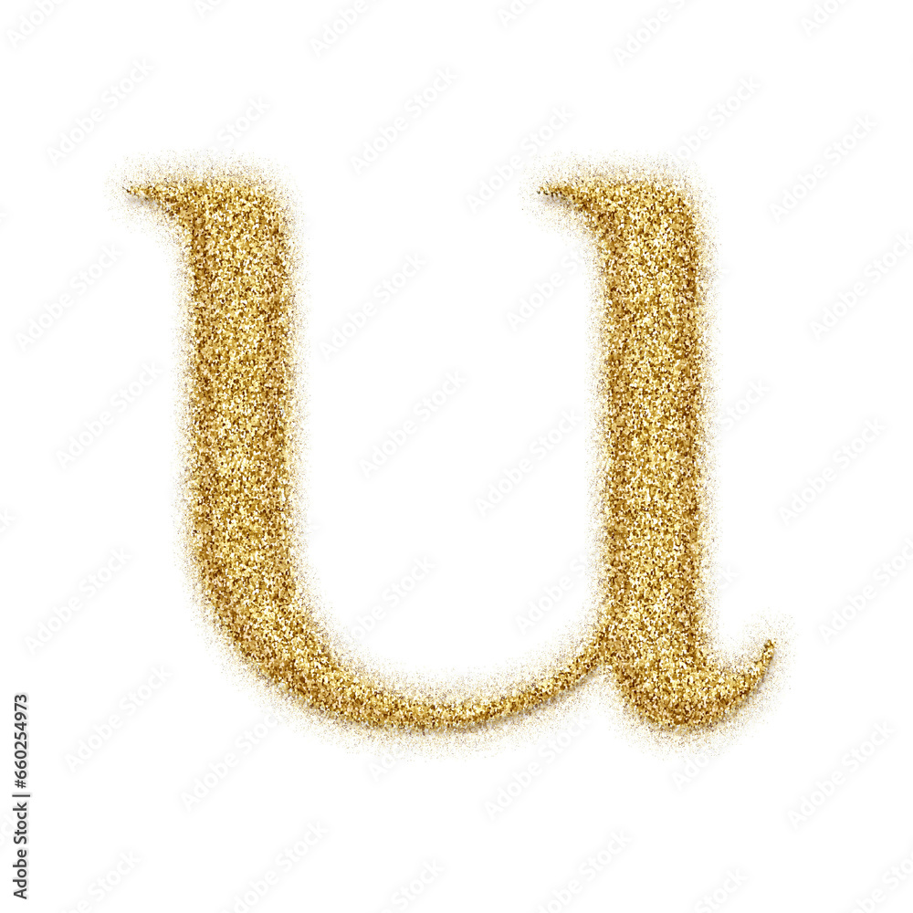 Poster gold glitter alphabet letters from a to z, isolated on transparent background, lowercase. this is a 