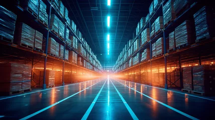 Fotobehang The digital warehouse of the future Smart logistics, e-commerce, modern industry © Suralai