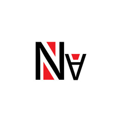 NA black and red  letter logo design