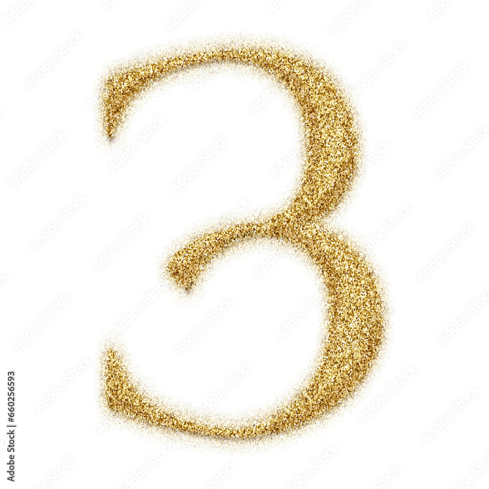 Poster gold glitter number from 0 to 9 isolated on transparent background. this is a part of a set which al