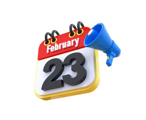 23th Day February Calendar 3D 